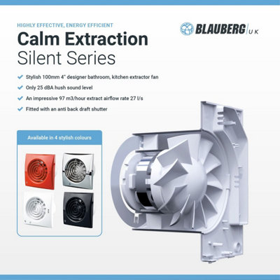BLAUBERG Calm Zone 1 Silent Extractor Fan Black Pull Cord - 100mm