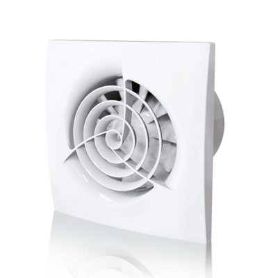 BLAUBERG TRIO (99mm / 4 inch diameter spigot) White Run-on-Timer Bathroom Extractor Fan. Energy efficient and Long Lasting Motor