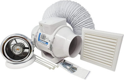 Blauberg TURBO E 100-T In-line Axial Extractor Fan Kit with LED Light