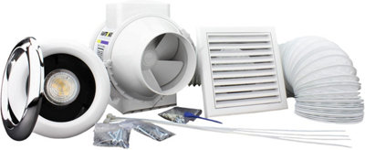 Blauberg TURBO E 100-T In-line Axial Extractor Fan Kit with LED Light