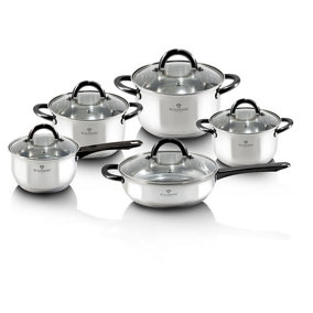 BLAUMANN 10Pcs Cookware Set Stainless Steel Pots Pans Induction Set with Lid
