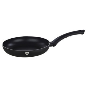 BLAUMANN 20x4cm Frying Pan - 0.9L Matt Black Colour Cookware Frying Grill Pots Pan Saucepan Casserole Soft Touch Handle Lid