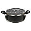 BLAUMANN 24x11cm Casserole with Glass Lid 4.2L Matt Black Cookware Frying Grill Pots Pan Saucepan Casserole Soft Touch Handle Lid