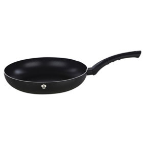 BLAUMANN 28x5.5cm Frying Pan - 2.7L Matt Black Colour Cookware Frying Grill Pots Pan Saucepan Casserole Soft Touch Handle Lid