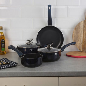 BLAUMANN 6Pc Set Aquamarine Colour Cookware Frying Grill Pots Saucepan Casserole Soft Touch Handle