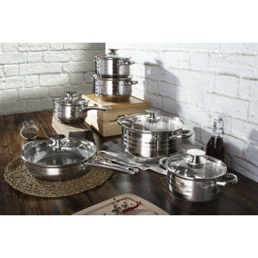 BLAUMANN Gourmet 12Pc Cookware Set Stainless Steel Non Stick Pots Pan Induction