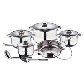 BLAUMANN Gourmet 12Pc Cookware Set Stainless Steel Non Stick Stockpots Pots Pan