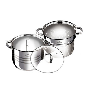 BLAUMANN Gourmet Line 3Pcs Steamer Set Stainless Steel Pots Soup Stew & Pasta