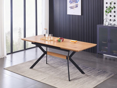 Blaze LUX Extendable Dining Table Single, Oak | DIY at B&Q