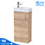 Bleached Oak Gloss Floor Standing Vanity Unit 400mm with Chrome Tap, Waste & Handle