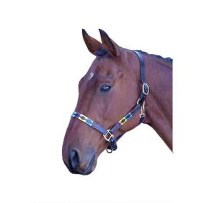 Blenheim Leather Polo Horse Headcollar Pink/Dark Green/Yellow (Full) Price Comparisons | Compare The Build