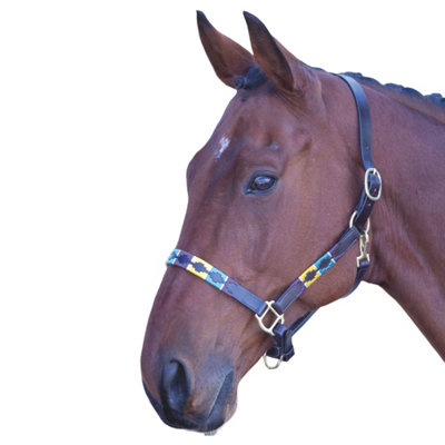 Blenheim Leather Polo Horse Headcollar Purple/Dark Green/Yellow (Cob) Price Comparisons | Compare The Build