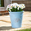 Blenheim Planter - Weather Resistant Recycled Plastic Embossed Tree Design Garden Flower Plant Pot - Aqua, H41 x 40cm Diameter