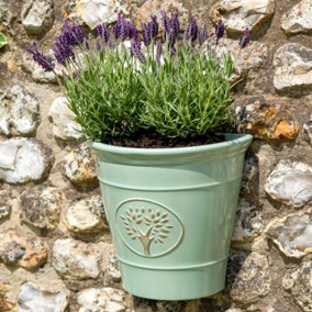 Blenheim Wall Planter - Weather Resistant Lightweight Recycled Plastic Tree Design Garden Plant Pot with Drainage Hole - Green