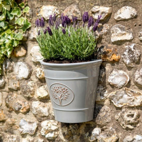 Blenheim Wall Planter - Weather Resistant Lightweight Recycled Plastic Tree Design Garden Plant Pot with Drainage Hole - Grey