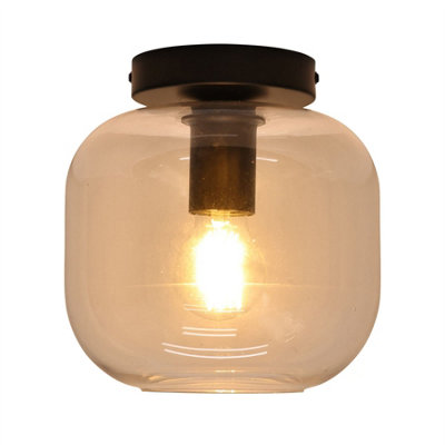 Bletch - Clear Glass Black Ceiling Light Fitting