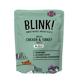 Blink Roasted Chicken & Juicy Turkey Cat Food Pouch 85g x 12