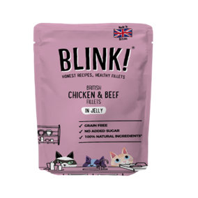 Blink Roasted Chicken & Shredded Beef Cat Food Pouch 85g x 12