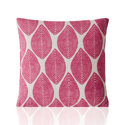 Bliss Luxury Leaf Chenille Cushion Pink 45cm x 45cm