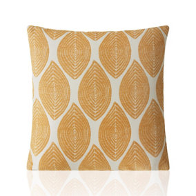 Bliss Luxury Leaf Chenille Cushion Yellow 45cm x 45cm