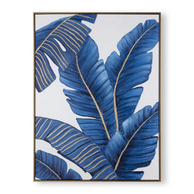 Blissful Blue Tropics Framed Printed Canvas