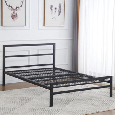 BLOCK BED - 4FT Small Double 120x190cm - Black - Reinforced Mesh Base - Robust Steel Structure