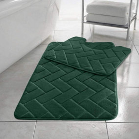Block Bricks Bath Mat Set Non Slip(Green)
