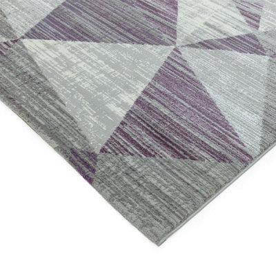 Block Heather Chequered Geometric Modern Easy to Clean Rug for Living ...