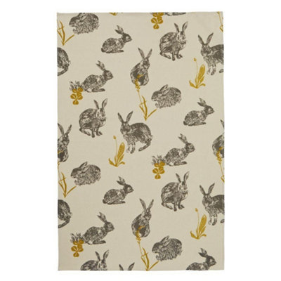Block Print Rabbits Animal Print 100% Cotton Tea Towel Price Comparisons | Compare The Build