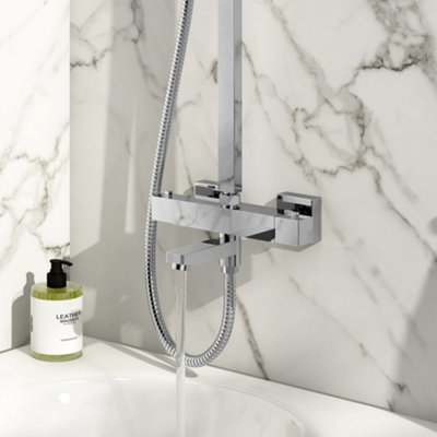 Block Square Rigid Riser Shower with Bath Filler Thermostatic ts8