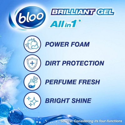 Bloo Brilliant Gel All in 1 Toilet Rim Block Cleaner Arctic Ocean 42g - Pack of 6