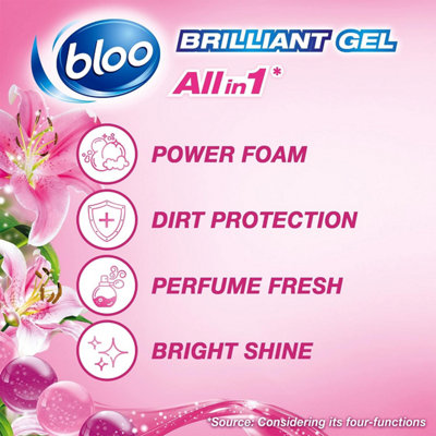 Bloo Brilliant Gel All in 1 Toilet Rim Block Cleaner Spring Rain 42g