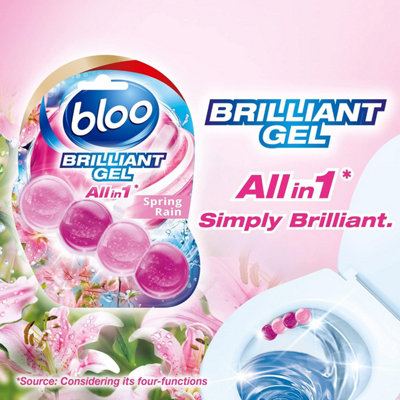 Bloo Brilliant Gel All in 1 Toilet Rim Block Cleaner Spring Rain 42g