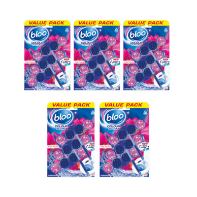 Bloo Colour Active Fresh Flowers Toilet Rim Blocks 3x50g - Pack of 5