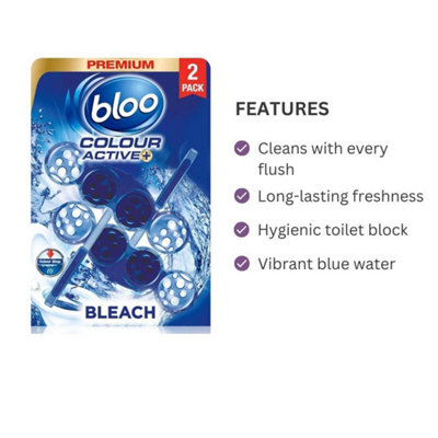 Bloo colour active Toilet Rim Block Bleach Capsule 2x 50g - Pack of 3