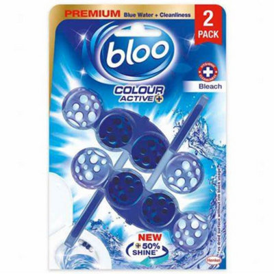 Bloo Colour Active Toilet Rim Block, Bleach, Twin Pack, 2 x 50g (Pack of 12)