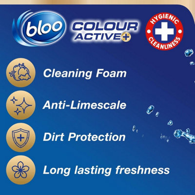 Bloo Colour Active Toilet Rim Block, Bleach, Twin Pack, 2 x 50g (Pack of 3)