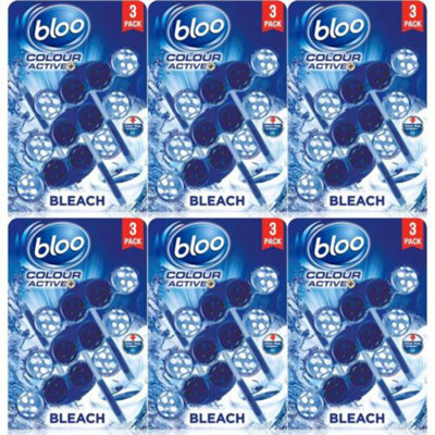 Bloo Colour Active Toilet Rim Block Blue Bleach Anti-Limescale 150gm x 6