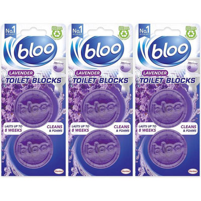 Bloo In Cistern Toilet Twin Blocks, Violet Lavender 76g (Pack of 3)