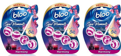 Bloo Toilet Rim Block Harmony Spa Essential Oils 50gm x 3