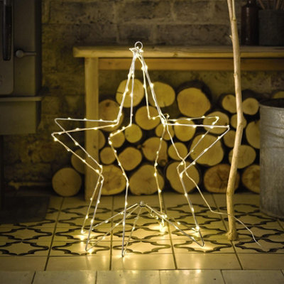 Bloom 3D LED Star Light Decoration - Mains Operated Indoor Festive Christmas Decoration with 120 Warm White LEDs - H50cm x W50cm