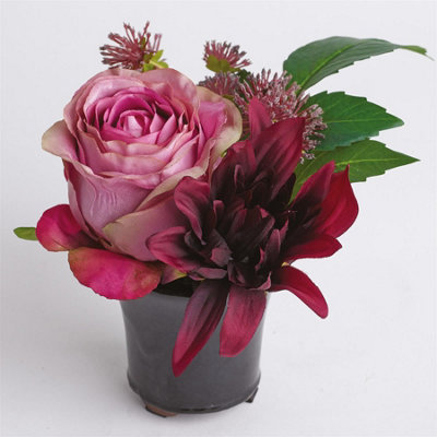 Bloom Artificial Alexis Small Flower Arrangement in Vase - H17 x W14cm ...