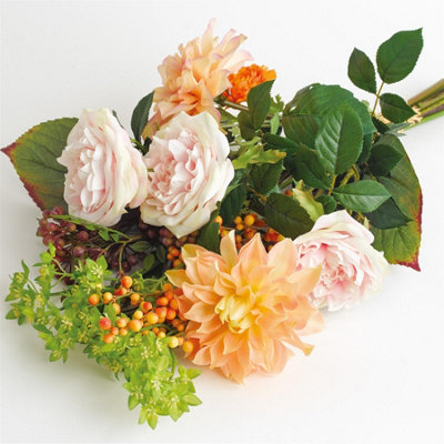 Bloom Artificial Autumn Flower Farm Bouquet - Faux Fake Silk Flowers ...