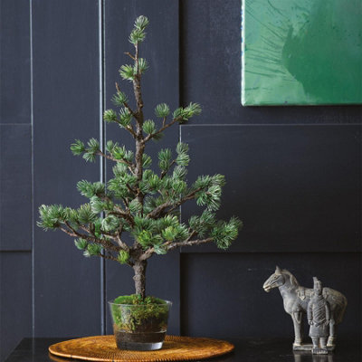 Bloom Artificial Bonsai Christmas Tree in Pot - Faux Fake Japanese Oriental  Style Indoor Houseplant Home Decoration - H40cm