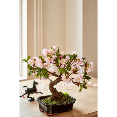 Bloom Artificial Cherry Blossom Bonsai Tree in Planter - Faux Fake Flower  Houseplant, Indoor Home Decoration - H36