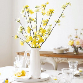 Bloom Artificial Forsythia Bouquet - Faux Fake Realistic Yellow Flower Stem Arrangement - H76 x W25cm, Vase Not Included