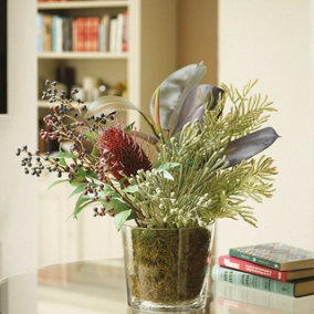 Bloom Artificial George Foliage Centrepiece in Vase - Faux Realistic Flower Arrangement Floral Home Decoration - H49cm x W39cm