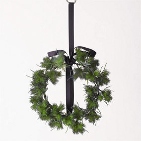 Bloom Artificial Green Thistle Round Wreath - Home Winter Wall, Door or Table Decoration - Measures 22cm Diameter