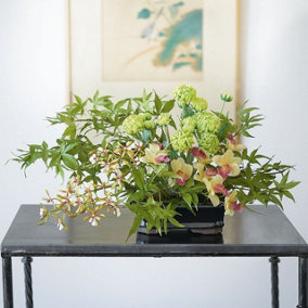 Bloom Artificial Ikebana Orchid Arrangement in Planter  - H30cm x W60cm
