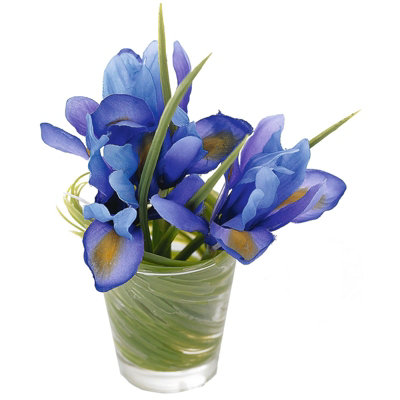 Bloom Artificial Iris Flower Arrangement in Vase H10cm DIY at B&Q